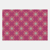 フラワーマンダラろうけつ染め模様オンホワイトブルーピンク ラッピングペーパーシート (正面3)