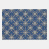 フラワーマンダラろうけつ染め模様オンホワイトブルーピンク ラッピングペーパーシート (正面2)