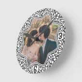 フラワーマンダラフローラ形パーソナライズされた写真 ラウンド壁時計 (傾斜)