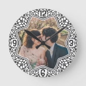 フラワーマンダラフローラ形パーソナライズされた写真 ラウンド壁時計 (正面)