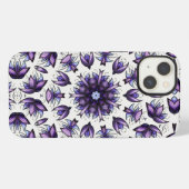 フラワーマンダラ抽象的な万華鏡模様ケース iPhoneケース (裏面横)