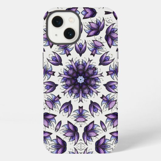 フラワーマンダラ抽象的な万華鏡模様ケース iPhoneケース (裏面)