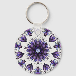 フラワーマンダラ抽象芸術万華鏡模様 キーホルダー