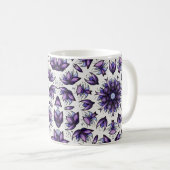 フラワーマンダラ抽象芸術万華鏡模様 コーヒーマグカップ (正面右)