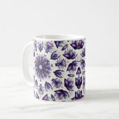 フラワーマンダラ抽象芸術万華鏡模様 コーヒーマグカップ (正面左)