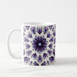 フラワーマンダラ抽象芸術万華鏡模様 コーヒーマグカップ