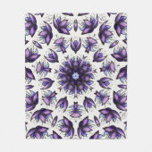 フラワーマンダラ抽象芸術万華鏡模様 フリースブランケット (正面)