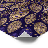 フラワーマンダラ – ドットアート – 紫と金ゴールド ポスター (角)