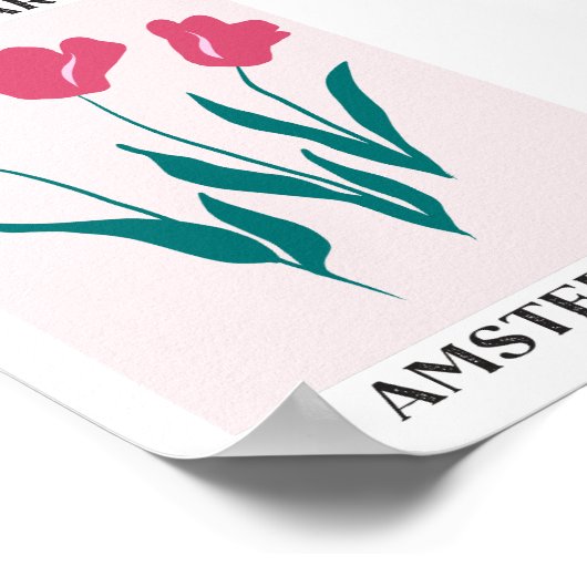 フラワーマーケットアムステルダムピンクチューリップフローラ ポスター (角)