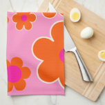 フラワーマーケットアムステルダムレトロフラワーズピンクオレンジ キッチンタオル<br><div class="desc">Flower Market Amsterdam:フローラアート – レトロフラワープリント – ピンクとオレンジ</div>