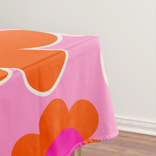 フラワーマーケットアムステルダムレトロフラワーズピンクオレンジ テーブルクロス (インサイチュ)