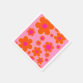 フラワーマーケットアムステルダムレトロフラワーピンク スタンダードカクテルナプキン (角)