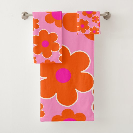 フラワーマーケットアムステルダムレトロフラワーピンク バスタオルセット (インサイチュ)
