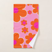 フラワーマーケットアムステルダムレトロフラワーピンク バスタオルセット (ハンドタオル)