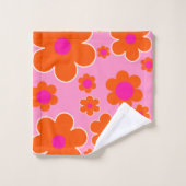 フラワーマーケットアムステルダムレトロフラワーピンク バスタオルセット (ウォッシュタオル)