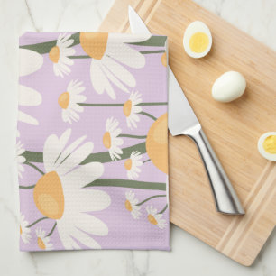 フラワーマーケットアムステルダム抽象芸術レトロデイジー キッチンタオル