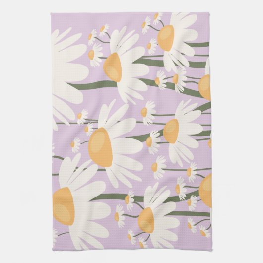 フラワーマーケットアムステルダム抽象芸術レトロデイジー キッチンタオル (縦)