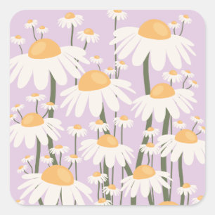 フラワーマーケットアムステルダム抽象芸術レトロデイジー スクエアシール