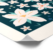 フラワーマーケットウィーンネイビーブルークリームホワイトフローラ ポスター (角)