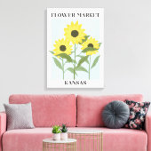 フラワーマーケットカンザスイエローサンフラワーフローラ キャンバスプリント (インサイチュ (リビング))