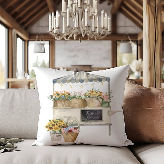 フラワーマーケットグラフウォーターカラーコテージコアアート クッション