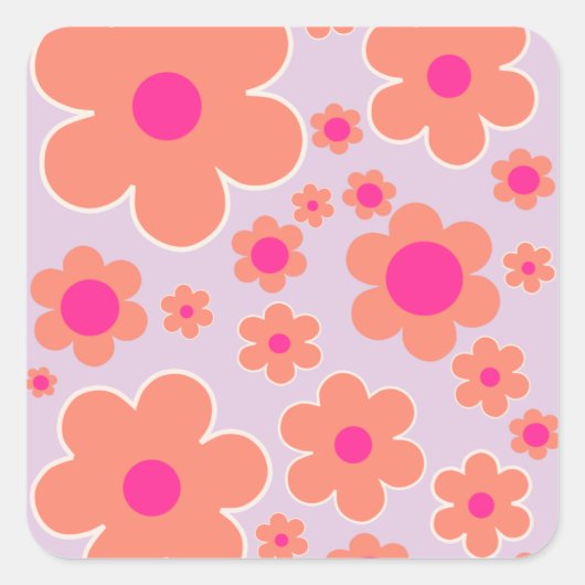 フラワーマーケットコペンハーゲンレトロカラフルフローラ スクエアシール (正面)