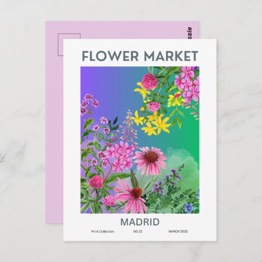フラワーマーケットシティズオブザワールドマドリードカスタム ポストカード (正面/裏面)