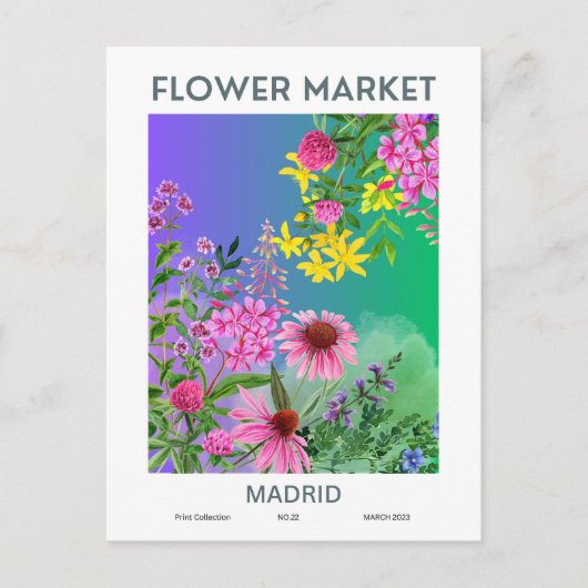 フラワーマーケットシティズオブザワールドマドリードカスタム ポストカード (正面)
