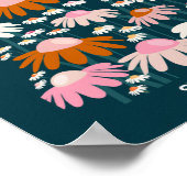 フラワーマーケットストックホルムネイビーブルーレトロフローラ ポスター (角)