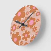 フラワーマーケットダブリンレトロ花カラフルフローラ ラウンド壁時計 (傾斜)