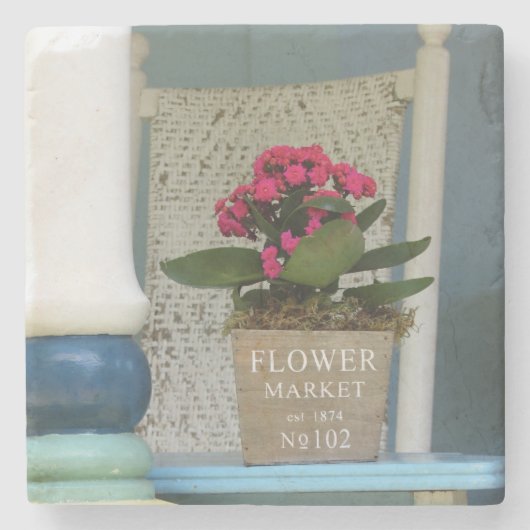 フラワーマーケットフラワーポット- Martha's Vineヤード ストーンコースター (正面)