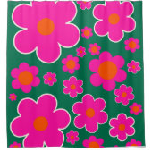 フラワーマーケットホノルルデコモダンーレトロフラワーズ シャワーカーテン (正面)