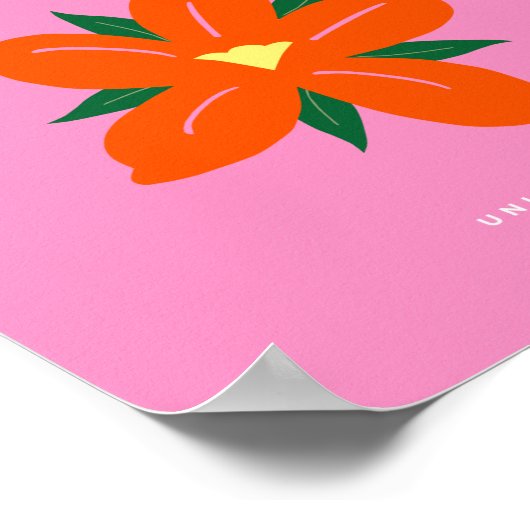 フラワーマーケットマイアミピンクオレンジ名門私立校風のフローラ ポスター (角)