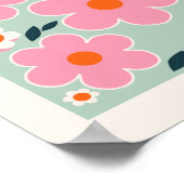 フラワーマーケットマドリードフローラアートピンクオレンジグリーン ポスター (角)