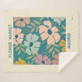 フラワーマーケットマドリードプリント シェルパブランケット (正面(横))