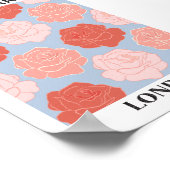 フラワーマーケットロンドン赤面ピンクレッドローズフローラ ポスター (角)