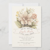 フラワーマーケットヴィンテージ図解入りの、写真付きのベビーシャワー 招待状 (正面)