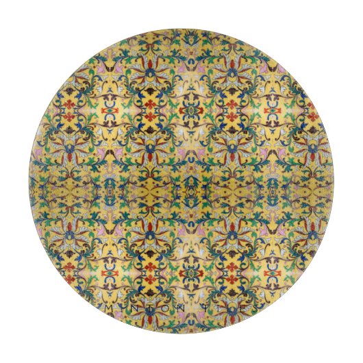 フラワーマーケットヴィンテージ黄色ワイルドフラワーボタニカル カッティングボード (正面)