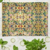 フラワーマーケットヴィンテージ黄色ワイルドフラワーボタニカル キッチンタオル (折り畳み)