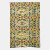 フラワーマーケットヴィンテージ黄色ワイルドフラワーボタニカル キッチンタオル (縦)