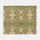 フラワーマーケットヴィンテージ黄色ワイルドフラワーボタニカル フリースブランケット (正面(横))