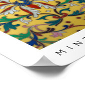 フラワーマーケットヴィンテージ黄色ワイルドフラワーボタニカル ポスター (角)