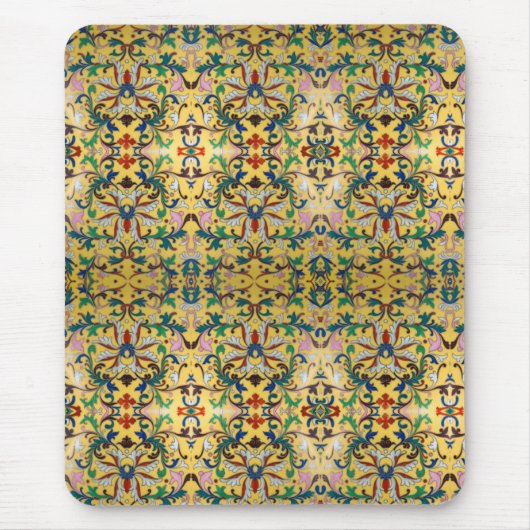 フラワーマーケットヴィンテージ黄色ワイルドフラワーボタニカル マウスパッド (正面)