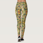 フラワーマーケットヴィンテージ黄色ワイルドフラワーボタニカル レギンス (裏面)