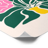 フラワーマーケット抽象芸術レトロ牡丹 ポスター (角)