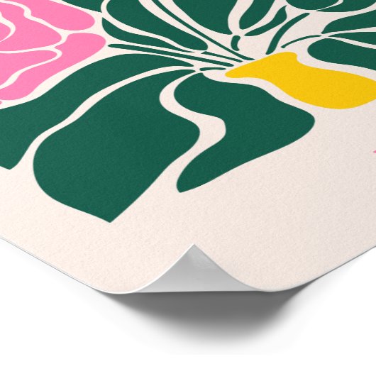 フラワーマーケット抽象芸術レトロ牡丹 ポスター (角)