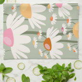 フラワーマーケット東京レトロデイジーセージグリーン キッチンタオル (折り畳み)