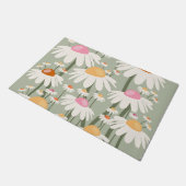 フラワーマーケット東京レトロデイジーセージグリーン ドアマット (アングル)