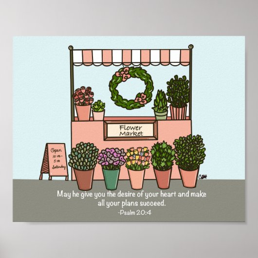 フラワーマーケット詩編20:4デジタルアートプリント ポスター (正面)