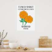 フラワーマーケット誕生フラワー10月アートプリント ポスター (キッチン)